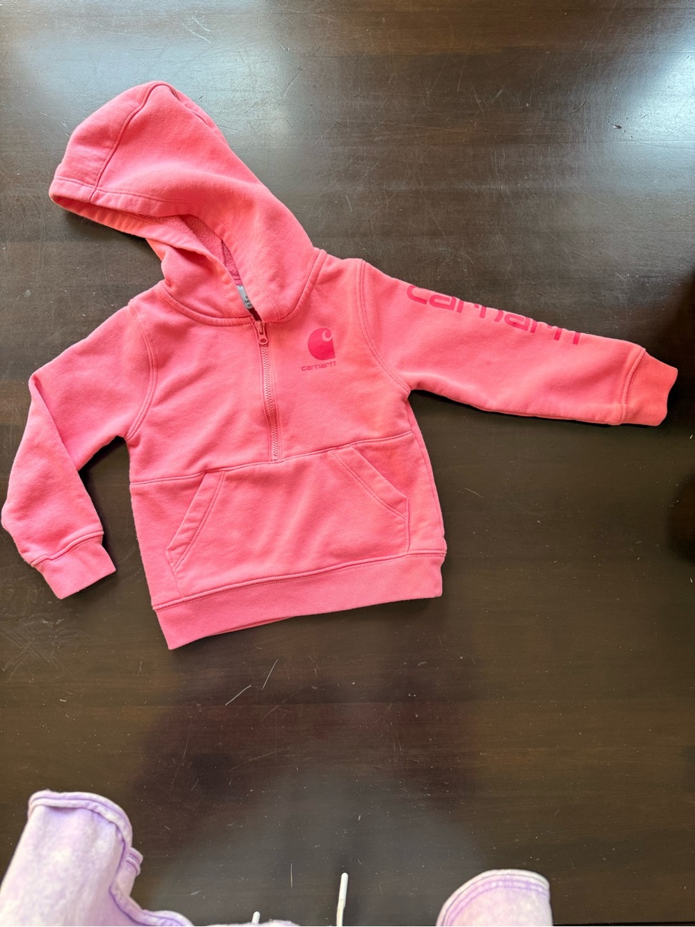 Carhartt Kids Coral Pink Half-Zip Hoodie